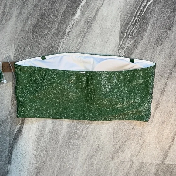 Sparkle Green Shimmer Bandeau Bikini Top halter size XL swim - Picture 13 of 13